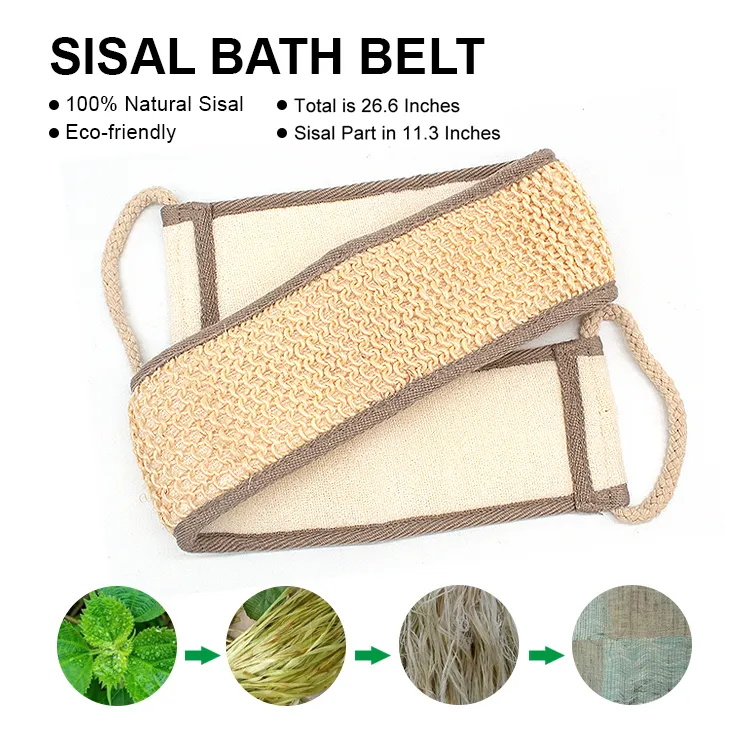 Natural Cotton Hemp Loofah Strip Pull Back Scrubbing Bath Towel