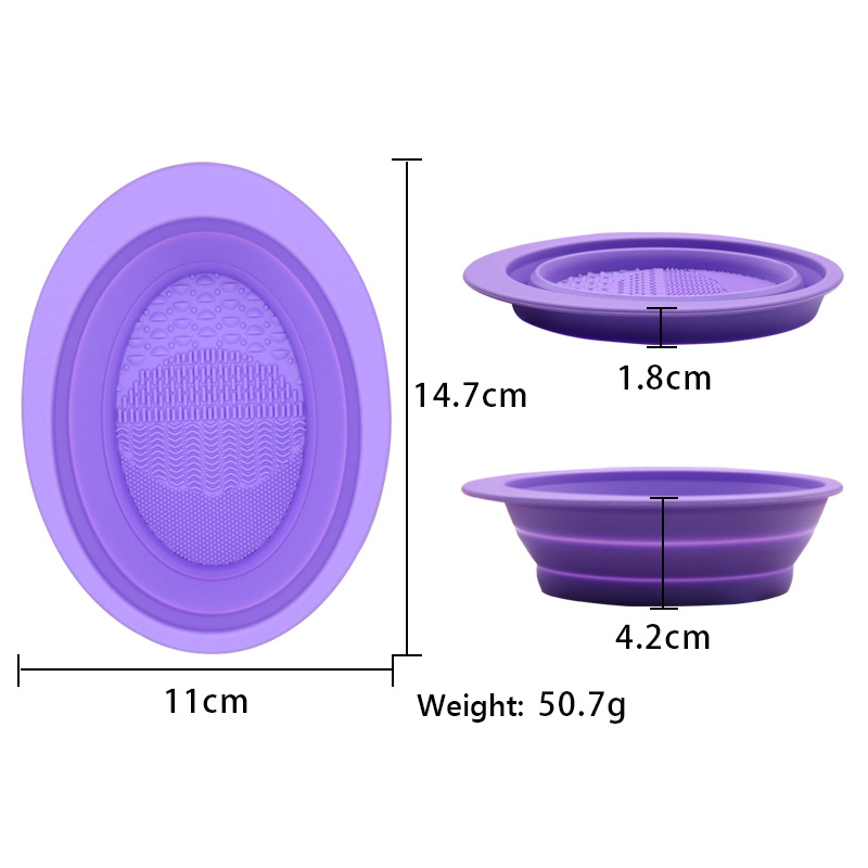 Silicone Folding Oval Scrub Bowl Cleaning Beauty tool Brush Pad