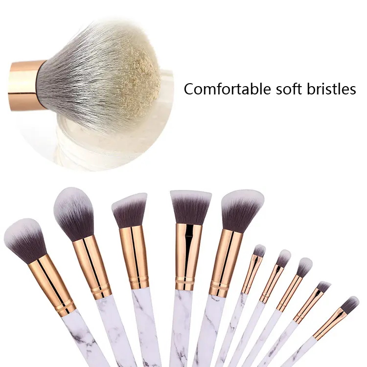 10 Pcs Marble Makeup Brush Set Eyeshadow Brush Full Set Beauty Tools