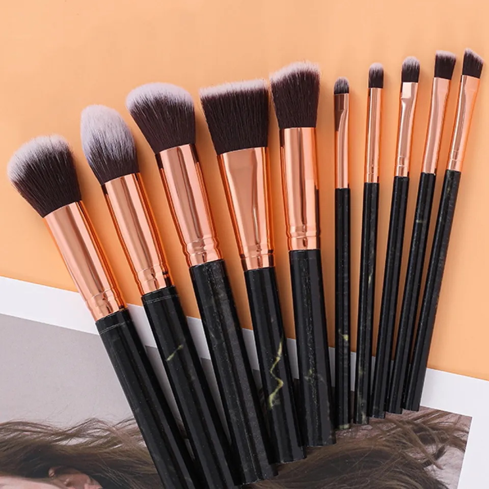 10 Pcs Marble Makeup Brush Set Eyeshadow Brush Full Set Beauty Tools