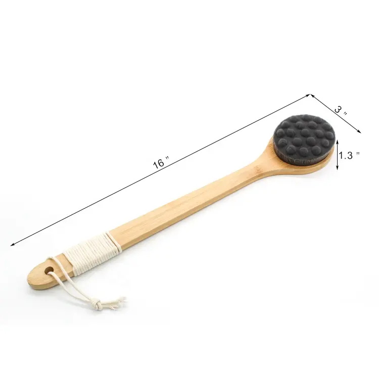 Black Long Handle Back Japanese Cat Claw Soft Hair Bath Brush 