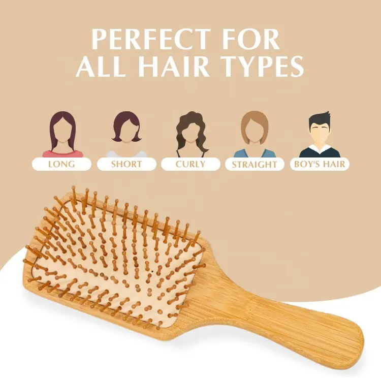 Bamboo Detangling Massage Hairbrush air bag comb