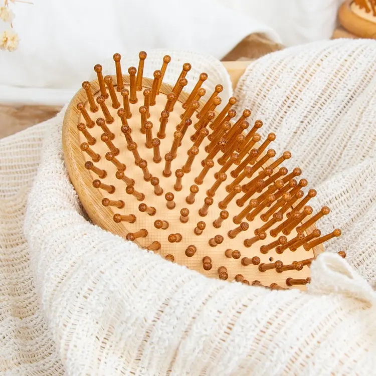 Handheld Massage Air Cushion Natural Bamboo Hairbrush Mini