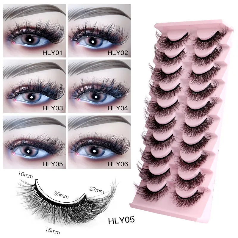 8D Thick Handmade Soft 10 Pairs False Eyelashes With Tray