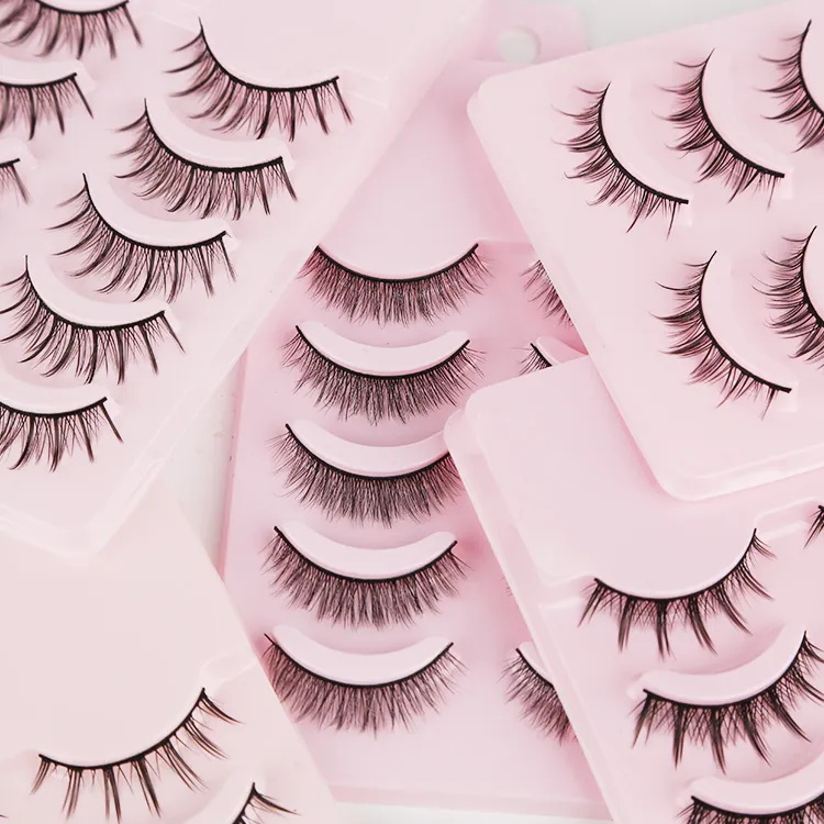 Natural look False Eyelashes Private Label With Pink Tray