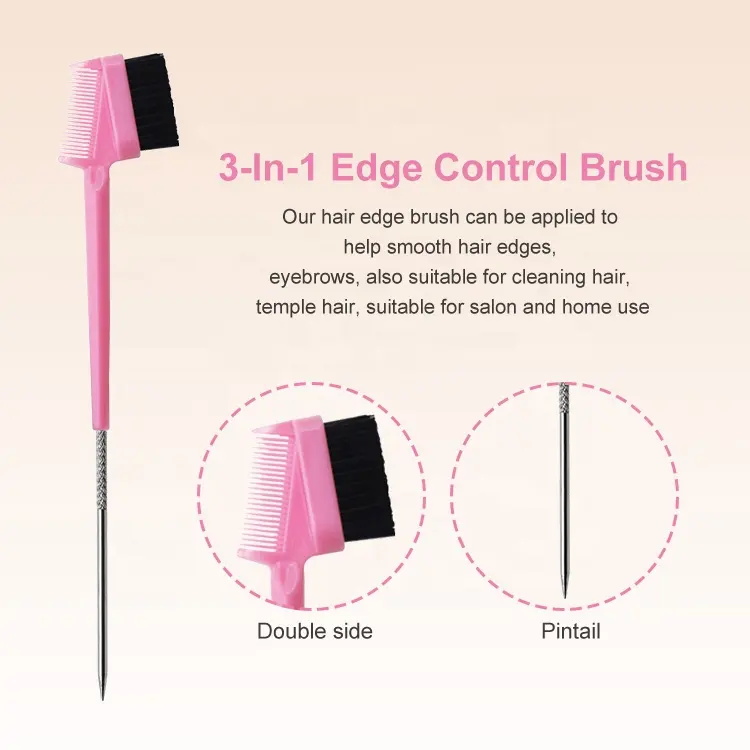 Double Sided Stainless Steel Plastic Handle Edge Control Brush