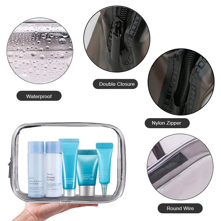 Clear Makeup Bags PVC Portable Toiletry Bags for Travel