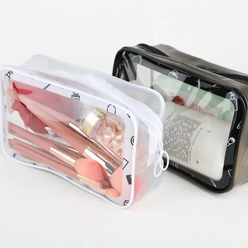 Pvc Plastic Zippered Organizer Cases For Women Men Vacation Travel Bathroom